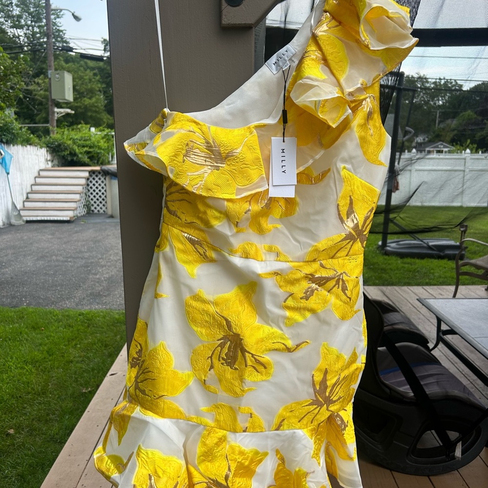 Milly Bright Yellow Floral Dress